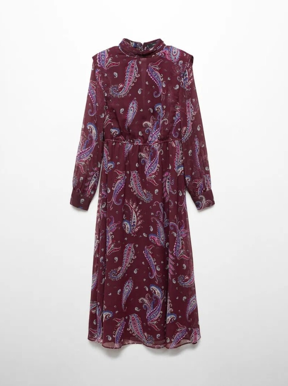 MANGO Burgundy Sandy Flowy Paisley Print Dress